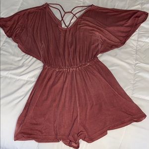 Pink Flowy American Eagle Romper